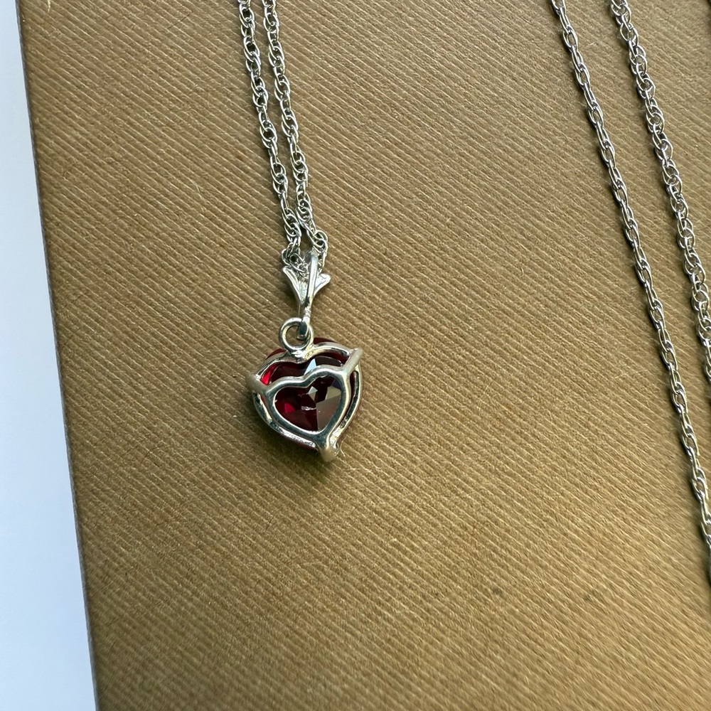 14k Solid Gold - Real Red Ruby Gem / 17.5” Long